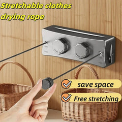 5.1M Retractable Stainless Steel Clothesline Indoor Outdoor Clothes Drying Rack Space Saving Laundry Drying Hanger Double Layer
