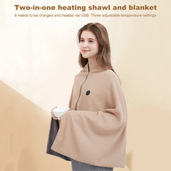 Winter USB Electric Heated Blanket Wearable 3 Heating Level Heated Shawl Portable Body Warmer Blanket for Home Office Sofa Shawl