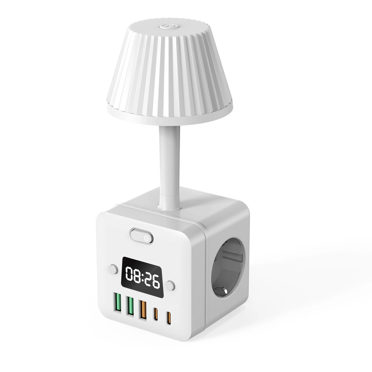 3-Outlet Clock Power Strip With Adjustable Night Light Socket, Surge Protection, Switch, 3 USB-A And 2 USB-C Ports for home