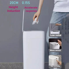 30L Smart Trash Can Automatic Packing Wastebasket Large Capacity Food Waste Disposal Induction Type Home Cleaning Organizer