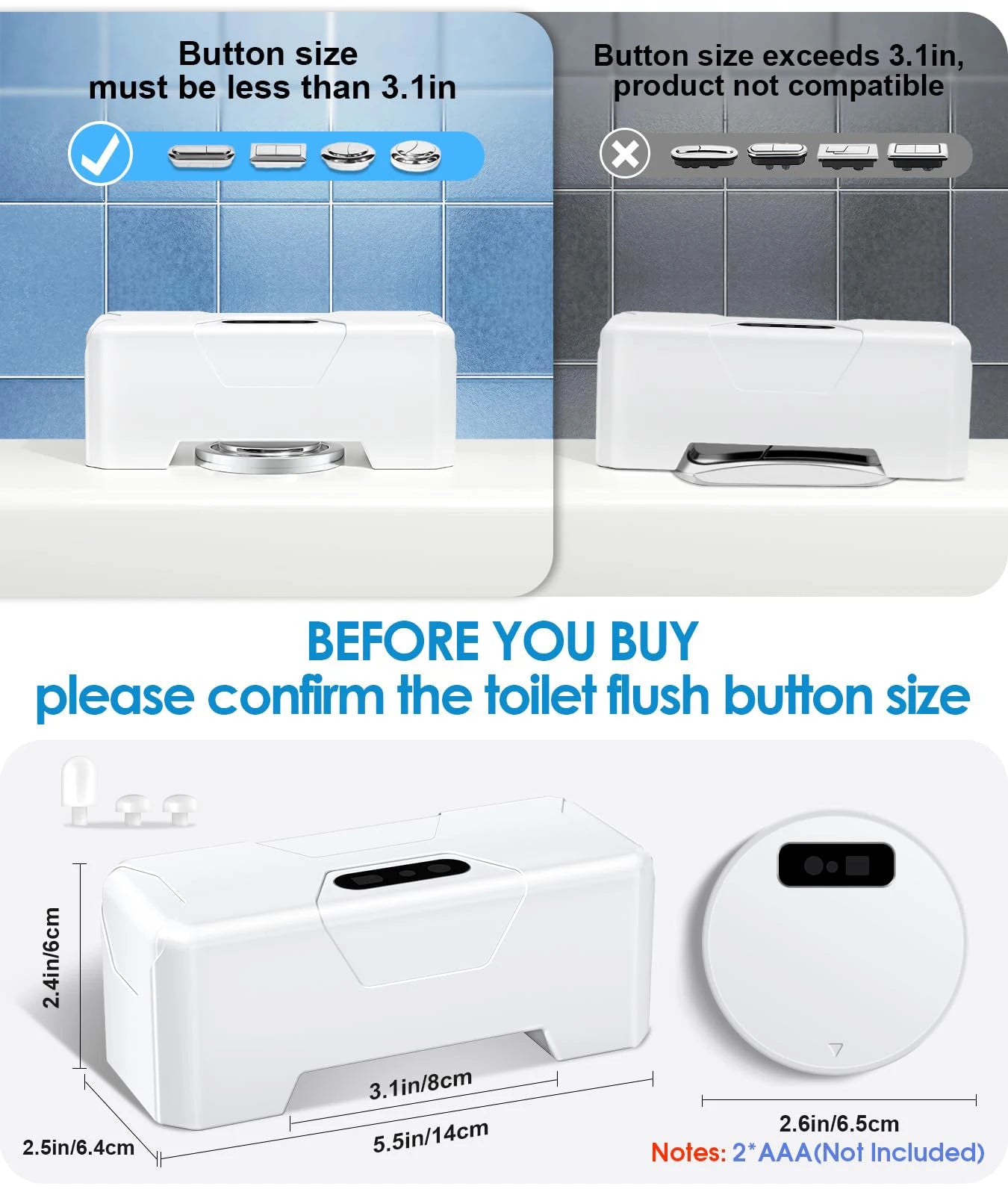 Automatic Toilet Flusher, 2023 Upgraded Smart Touchless Toilet Flush Kit Toilet Flusher Replacement Kit with Infrared Sensor