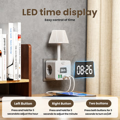 3-Outlet Clock Power Strip With Adjustable Night Light Socket, Surge Protection, Switch, 3 USB-A And 2 USB-C Ports for home