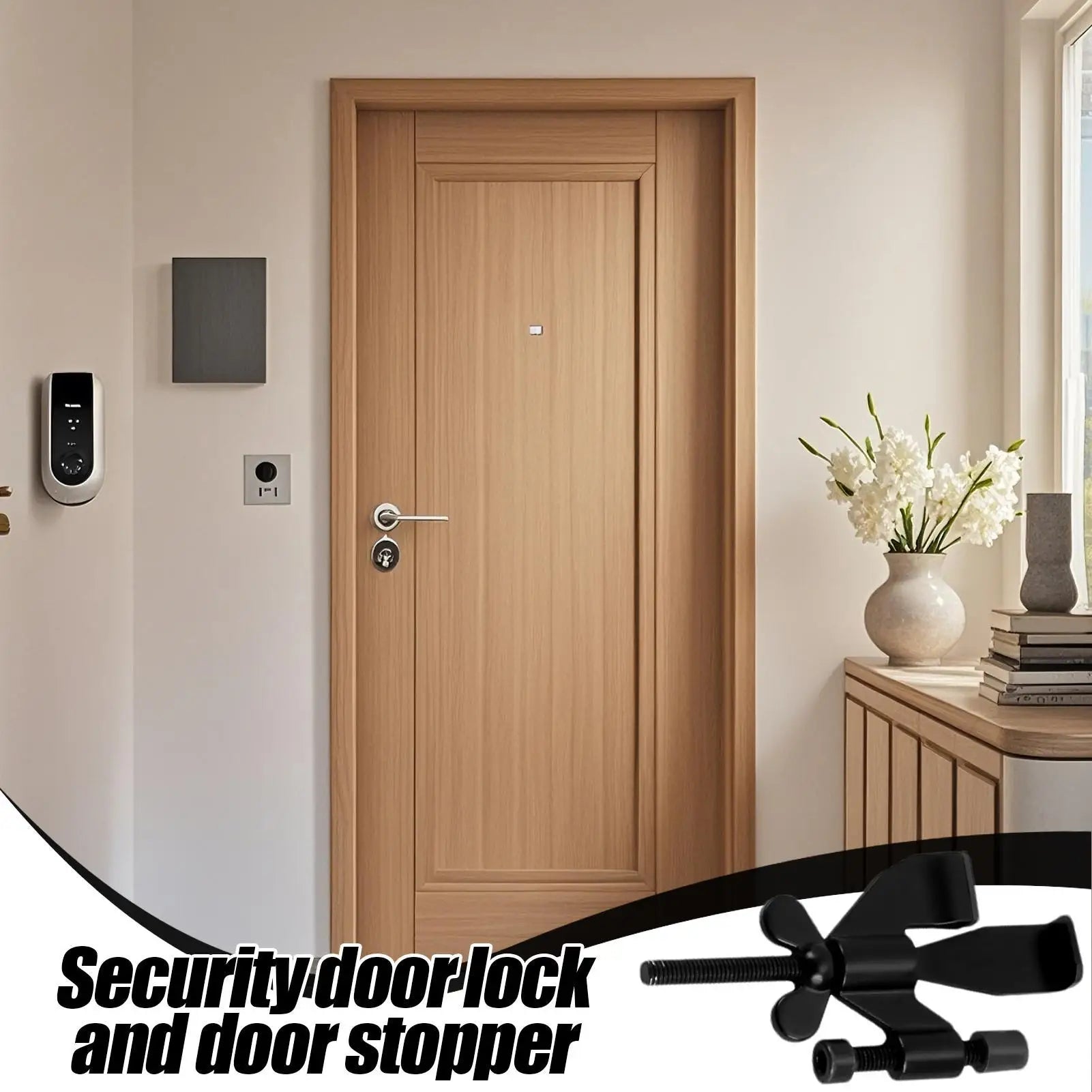 Safety Door Stopper Adjustable No Drill Jammer Door Jammer Stopper Security Lock For Apartment Dorm Hotel College Traveler Child
