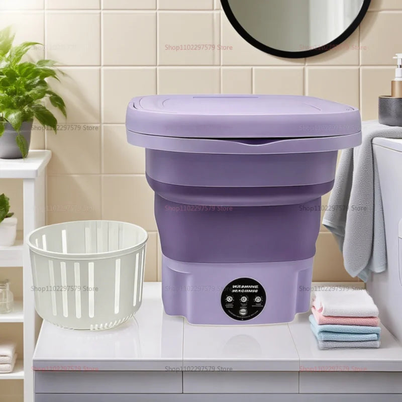 8L Folding Washing Machine Portable Mini Dehydratable Dormitory Student Socks Underwear Panties Home Appliance Free Shipping