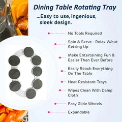 Dining Table Rotating Storage Rack Anti-slip Food Turntable Easy Assembly Restaurant Plate Swivel Stand for Rectangular Table