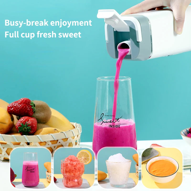 Portable USB Rechargeable Juicer Blender, Ice Crushing Fruit Juice Cup, Home & Outdoor Use, 12 Blades