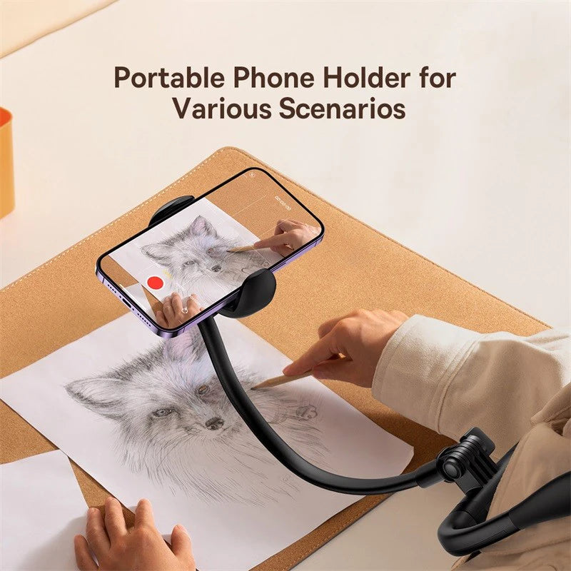 Baseus Flexible Phone Holder Universal Neck Hanging Neck Lazy Cell Phone Desk Mount Bracket for iPhone 17 Air 16 Pro Max Stand
