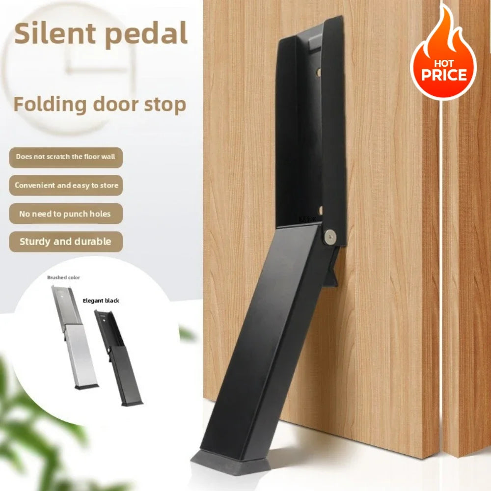 New Nail-free Square Folding Foot Pedal Door Positioner Brake Anti-collision Pedal Touch-type Random Stop Door Baffle Stopper