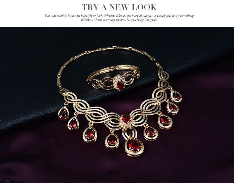 Set Jewelry Fashion Gems Necklace