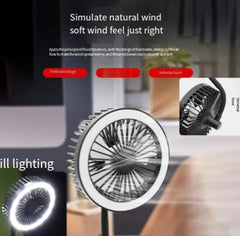 Wireless Charging USB Fan with Light for Students