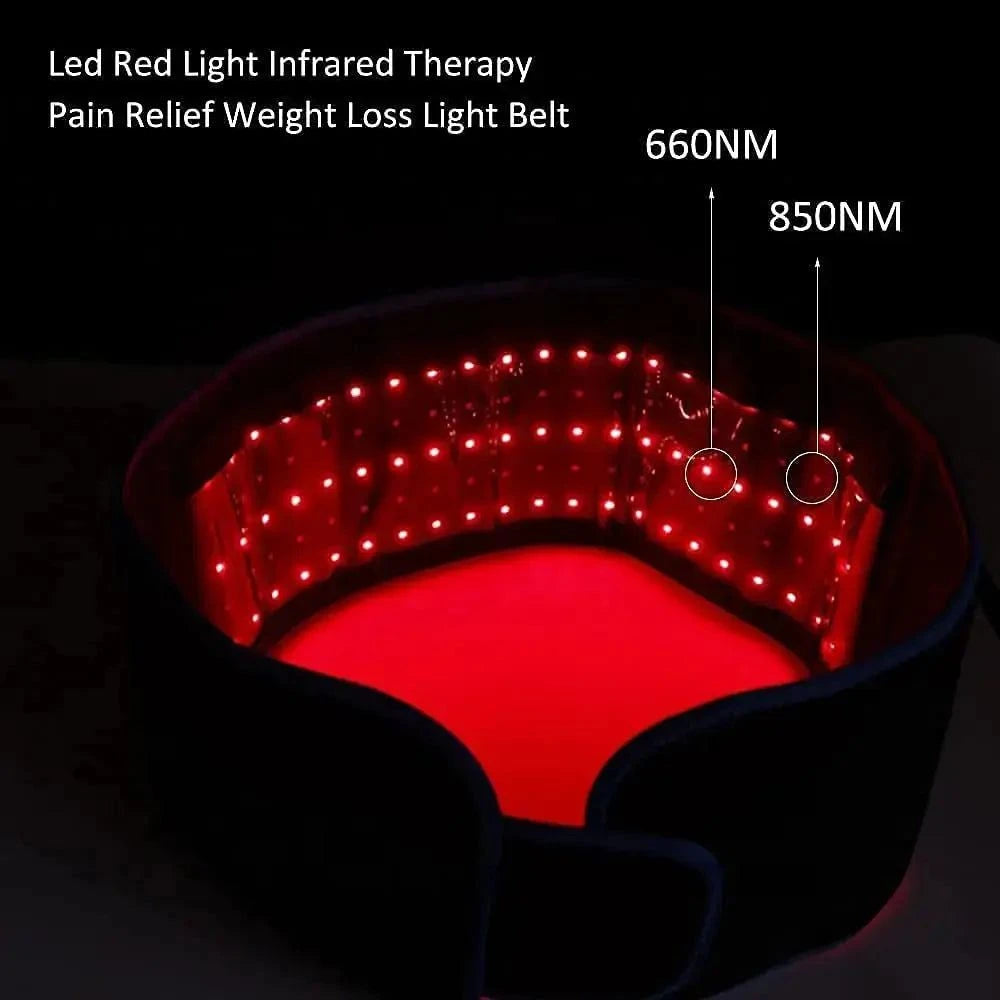 Red ＆Infrared LED Light Therapy Belt 850nm 660nm Back Pain Relief Wrap Burn Fat Wrap Slimming Machine Waist Heat Pad Full Body - BeautySecretPlus